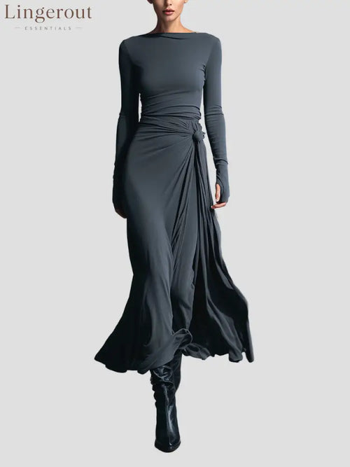 Liora Wrap Maxi Dress - Grey / S