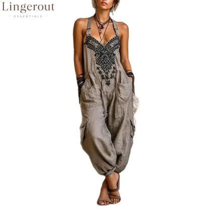 Loose Cargo Jumpsuit with Pockets