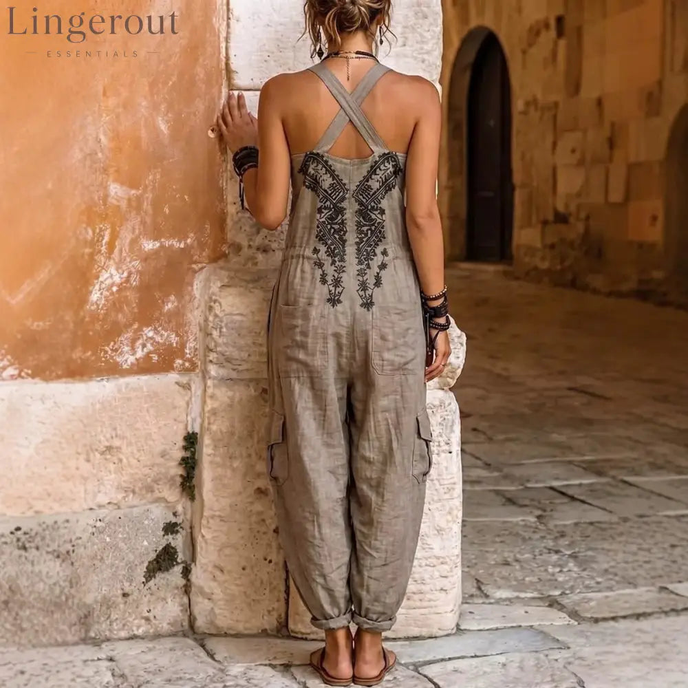Loose Cargo Jumpsuit with Pockets