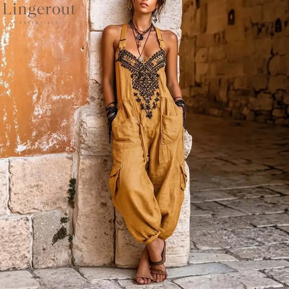 Loose Cargo Jumpsuit with Pockets
