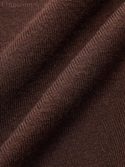 Metal Detail V-Neck Wool Blend Sweater