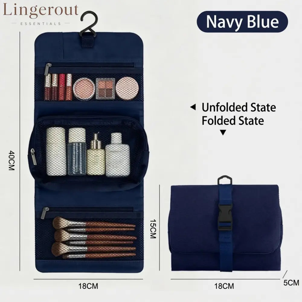 Multi-Layer Hanging Makeup Organizer - Travel Toiletry Bag - Black