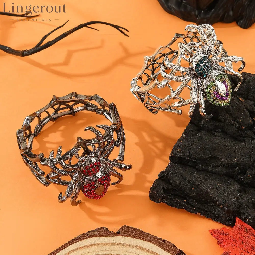 Multicolor Crystal Spider Web Cuff Bracelet - 🔥2pcs Silver + Black – Save 20% 