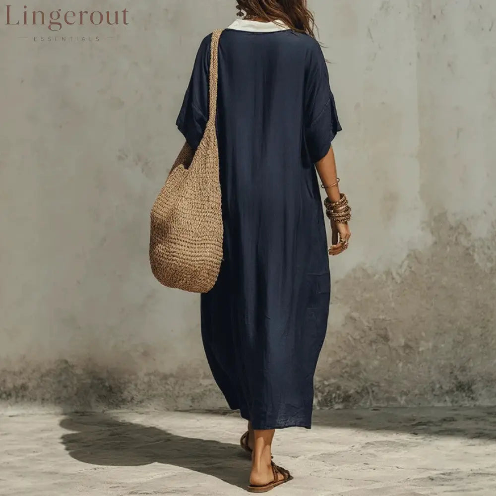 New Casual Bohemian Style Deep V-Neck Long Skirt