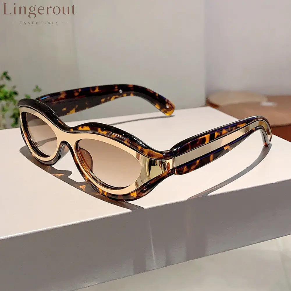 New Fashion Oval Cat Eye Sunglasses - Leopard