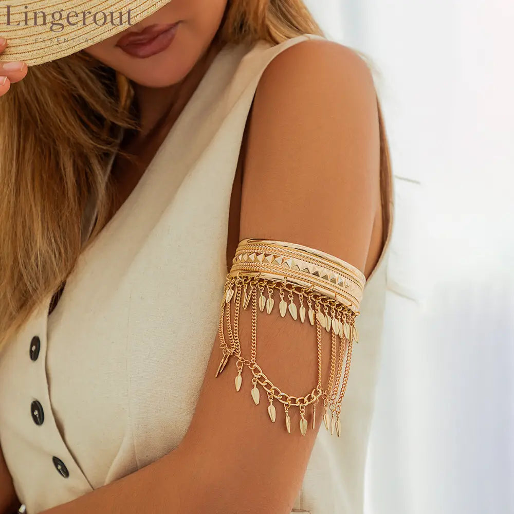 New Fashion Women’s Minimal Versatile Casual Street Style Leaf Coin Tassel Chain Linked Bracelet