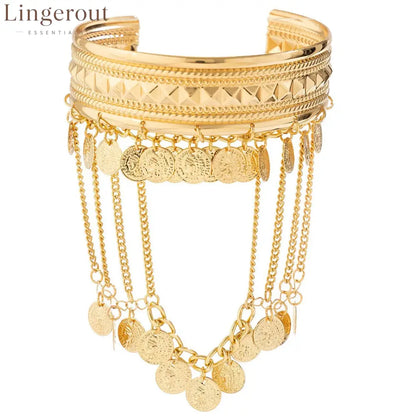 New Fashion Women’s Minimal Versatile Casual Street Style Leaf Coin Tassel Chain Linked Bracelet