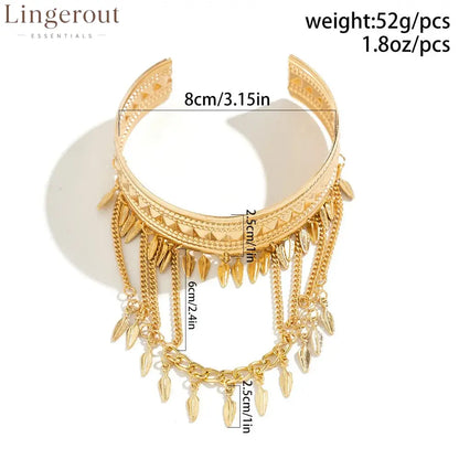 New Fashion Women’s Minimal Versatile Casual Street Style Leaf Coin Tassel Chain Linked Bracelet