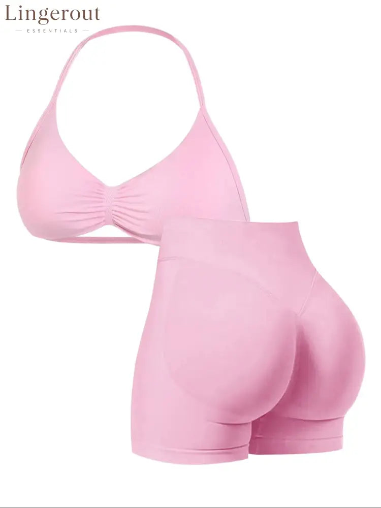 New Women’s Sporty Yoga Set High-Waist Tight-Fitting Shorts and Tank Top