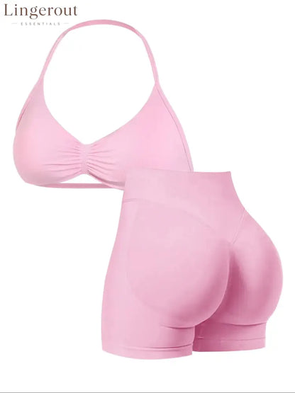 New Women’s Sporty Yoga Set High-Waist Tight-Fitting Shorts and Tank Top