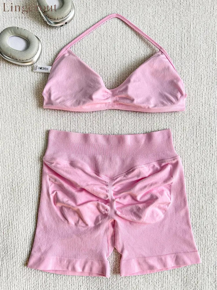 New Women’s Sporty Yoga Set High-Waist Tight-Fitting Shorts and Tank Top