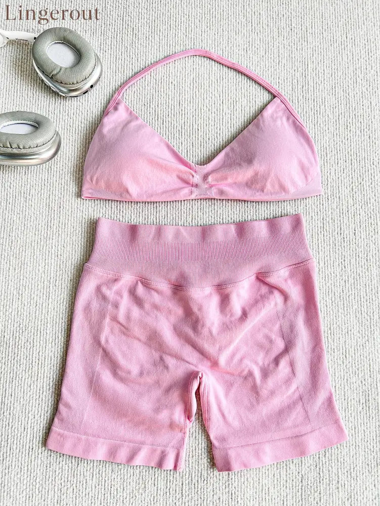 New Women’s Sporty Yoga Set High-Waist Tight-Fitting Shorts and Tank Top
