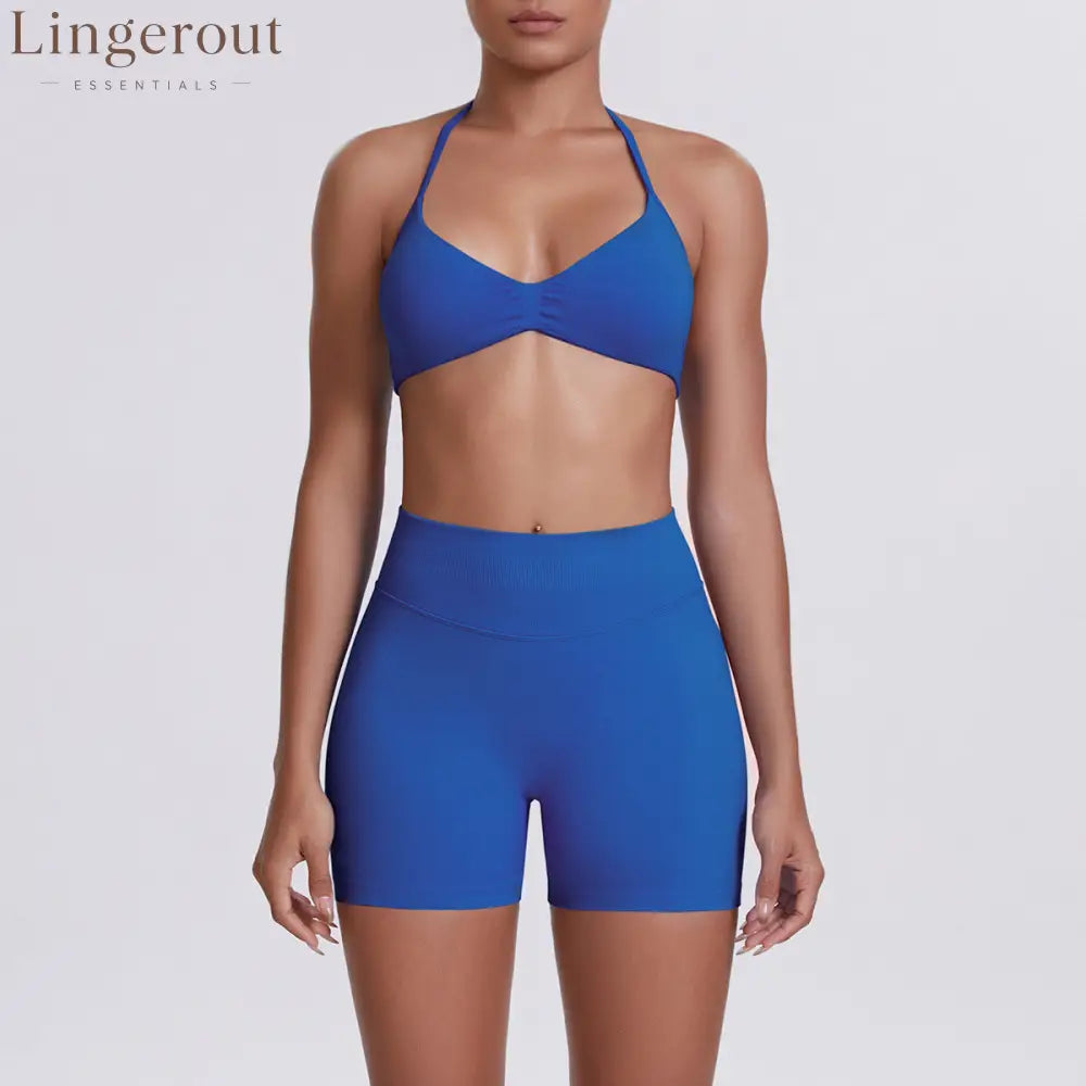 New Women’s Sporty Yoga Set High-Waist Tight-Fitting Shorts and Tank Top
