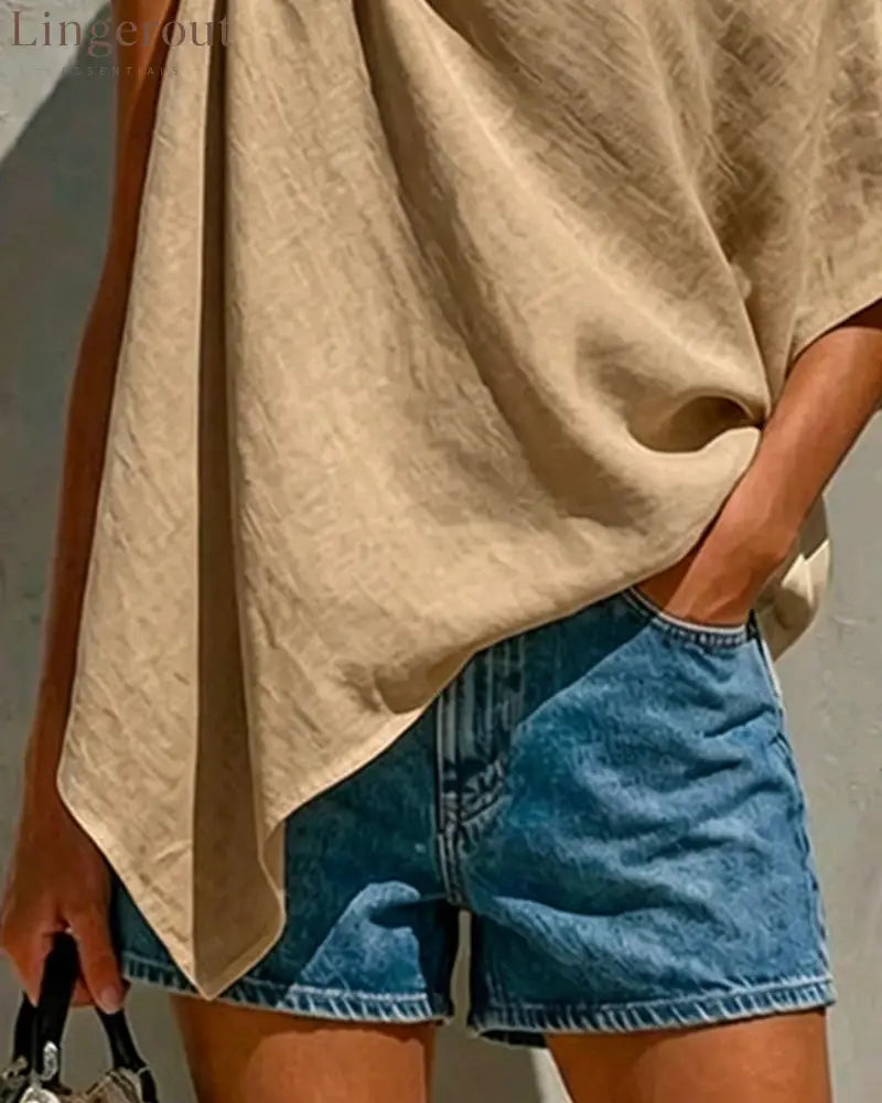 One-Shoulder Knot Asymmetric Blouses