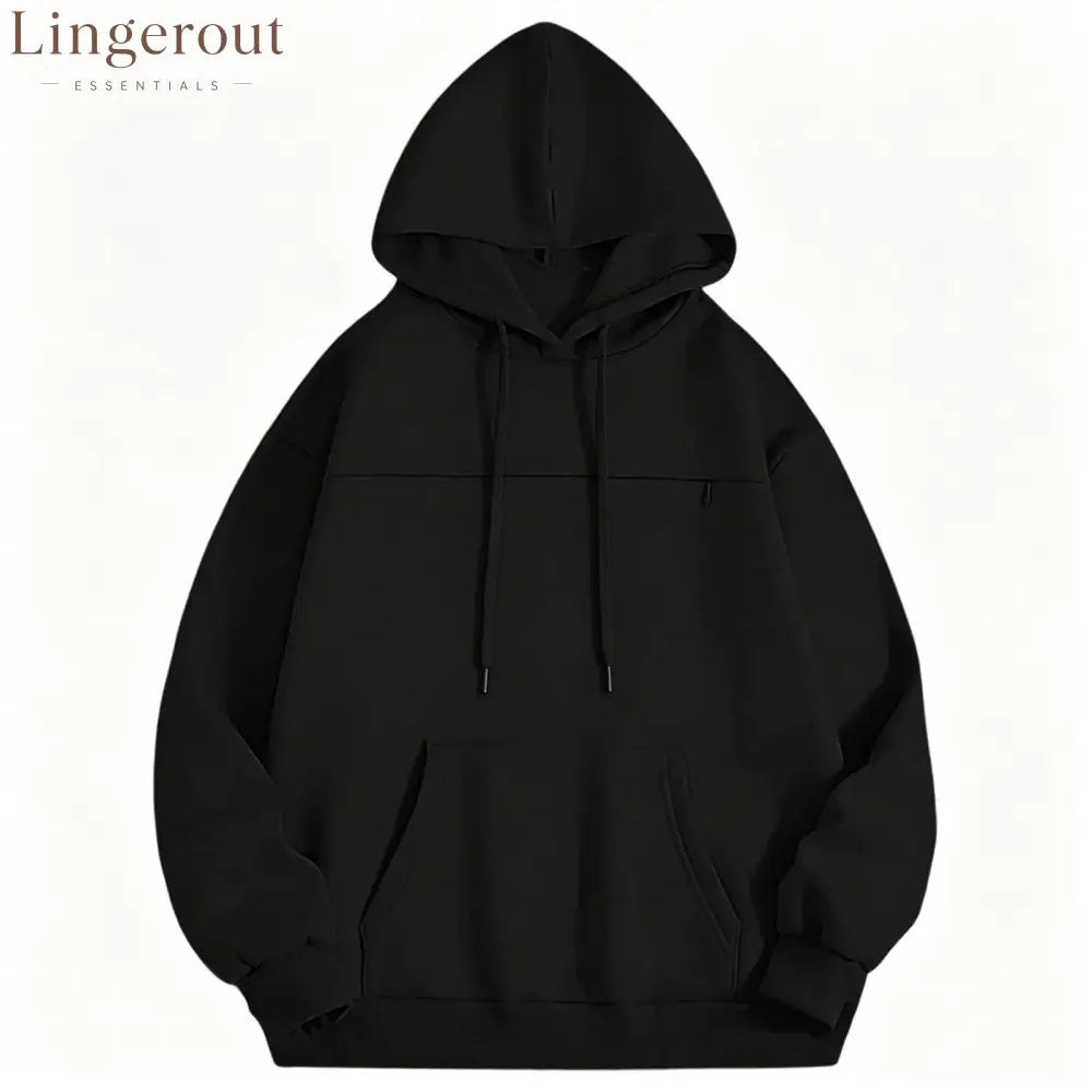 Oversized Chest Pocket Hoodie - Black / S