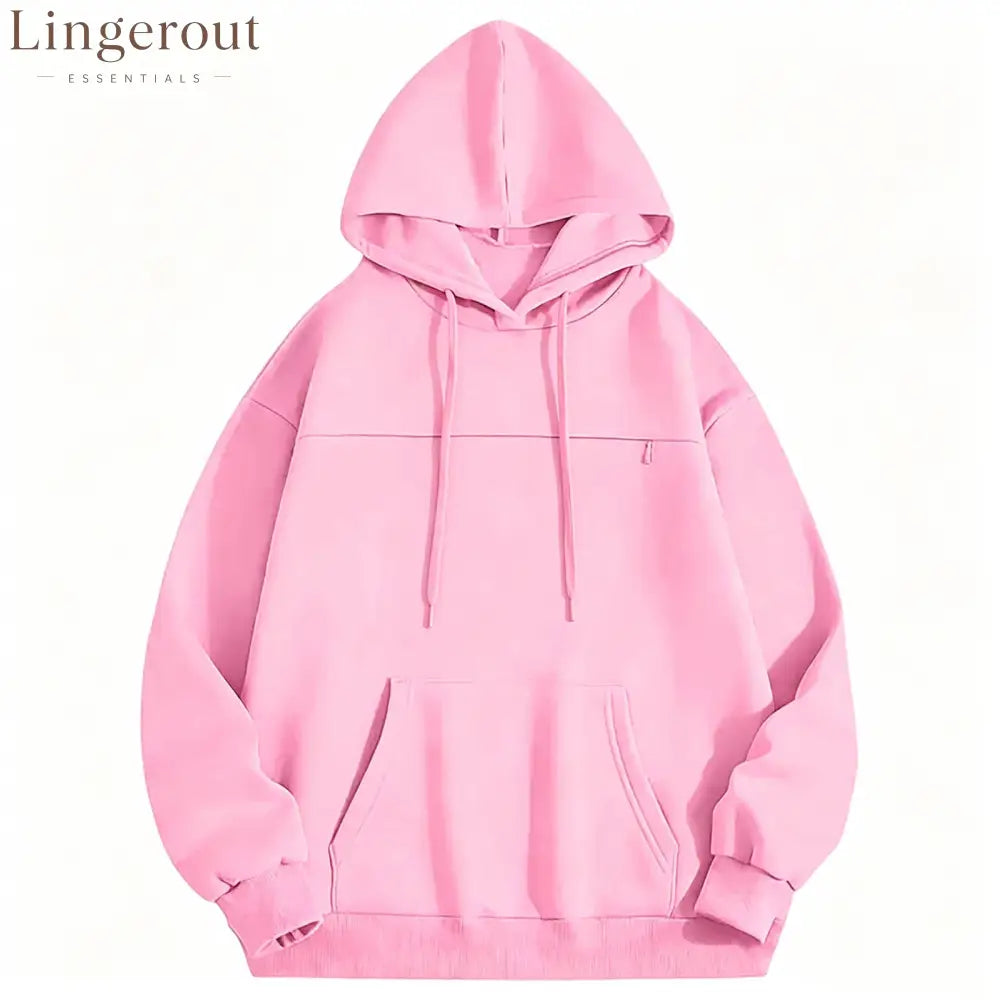 Oversized Chest Pocket Hoodie - Pink / S