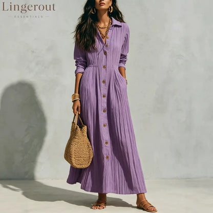Oversized Crinkled Button Down Shirt Maxi Dress