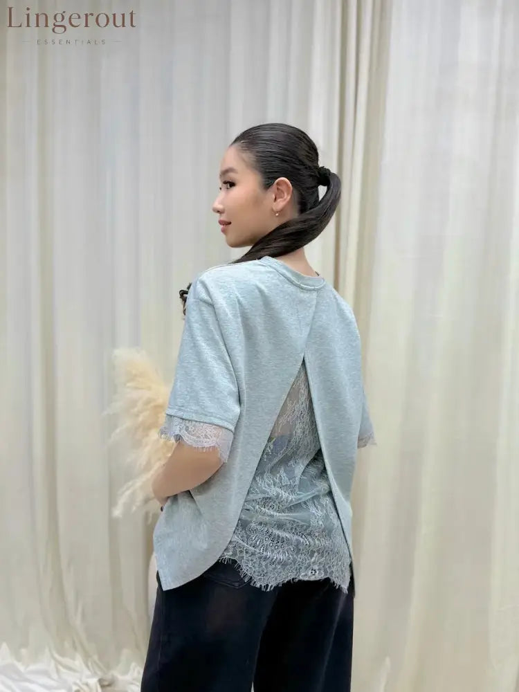 Oversized Lace Splicing Tee