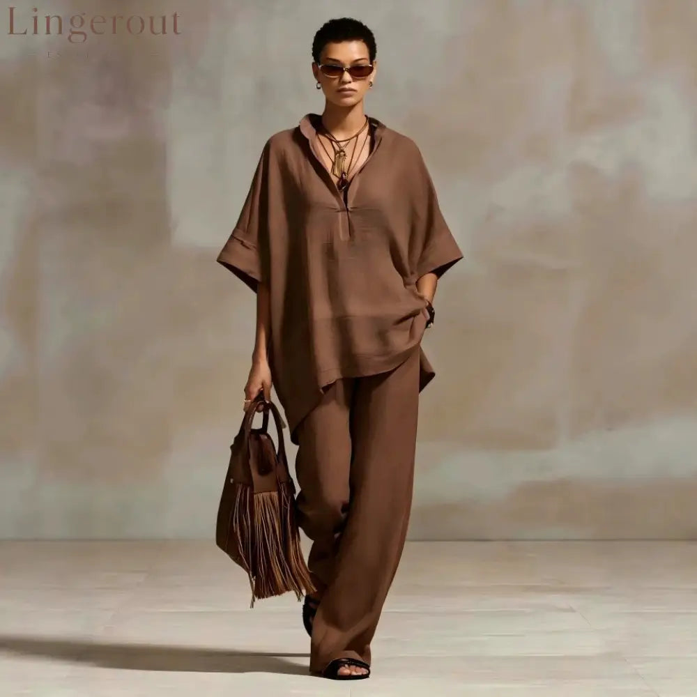 Oversized Relaxed Two Piece Linen Feel Matching Set