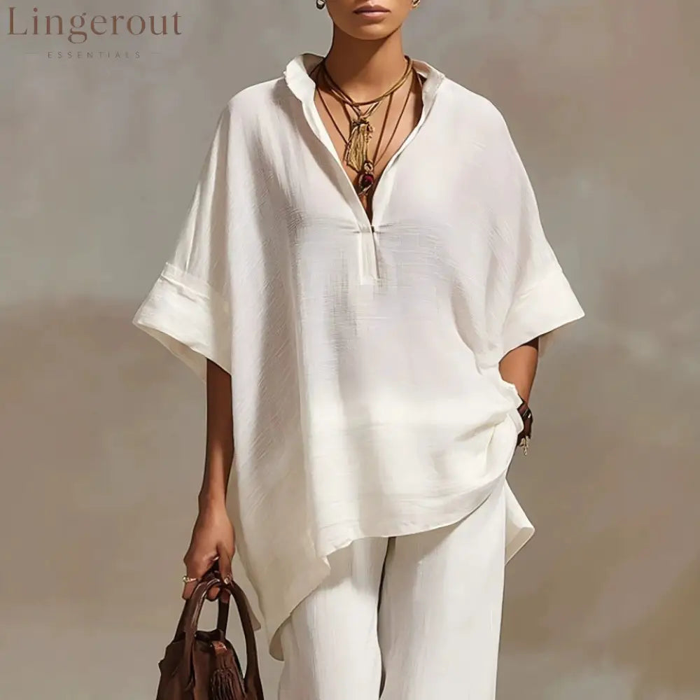Oversized Relaxed Two Piece Linen Feel Matching Set