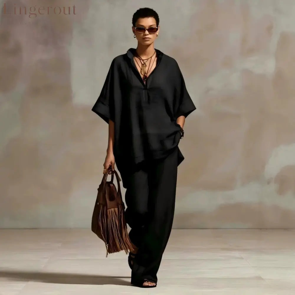 Oversized Relaxed Two Piece Linen Feel Matching Set