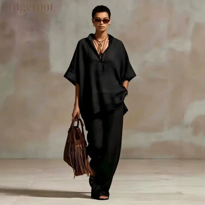Oversized Relaxed Two Piece Linen Feel Matching Set