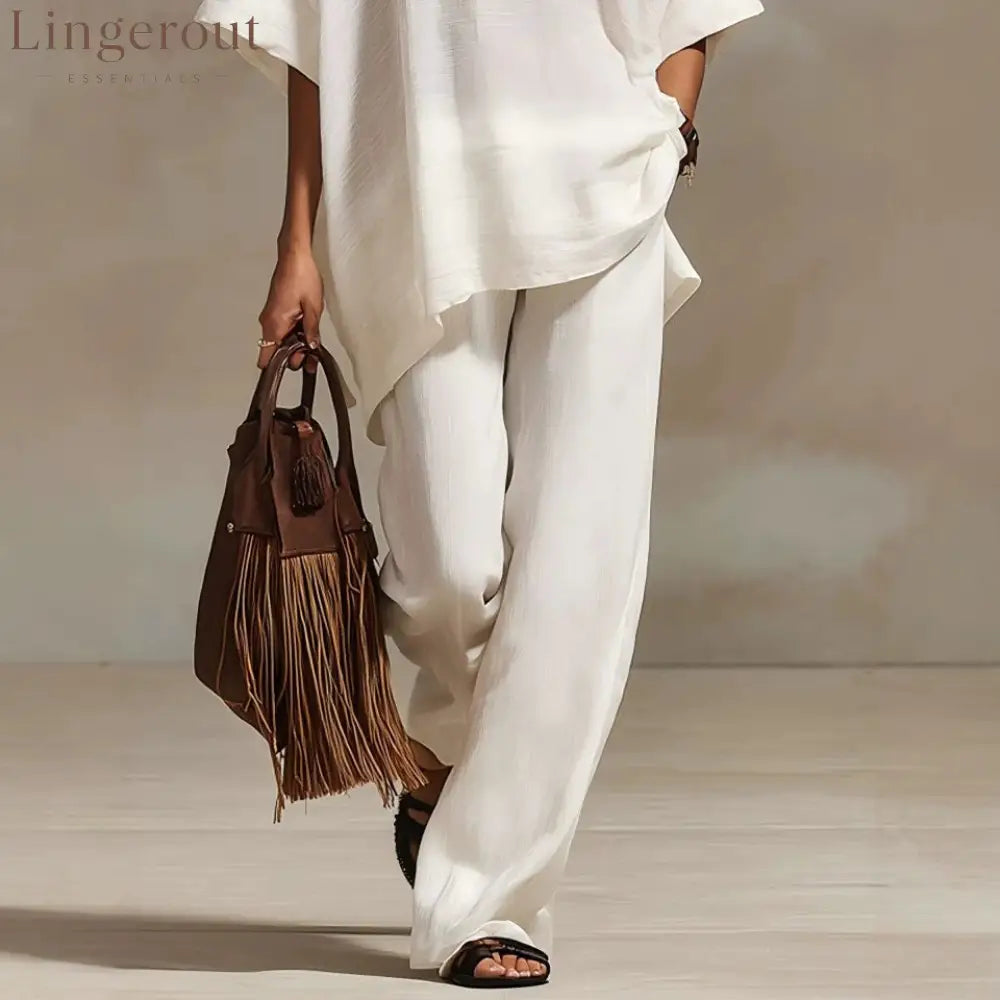 Oversized Relaxed Two Piece Linen Feel Matching Set