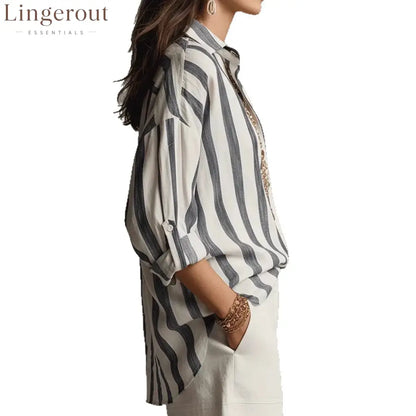Oversized Striped Button-Down Shirt