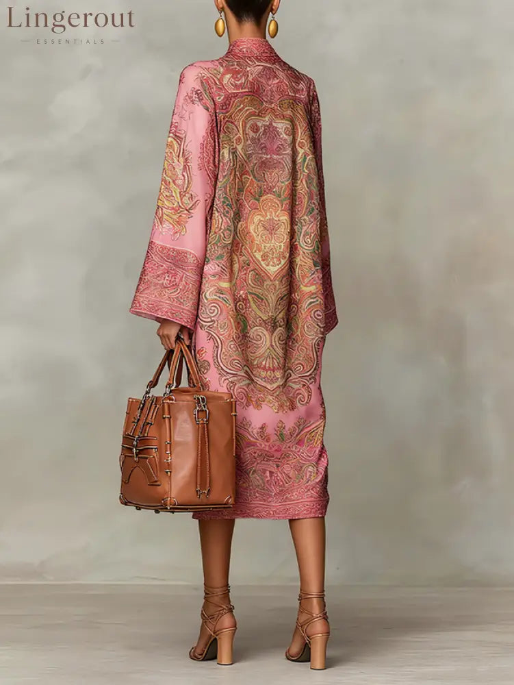 Plus Size Urban Paisley Printing Midi Dress