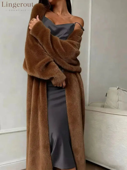 Plush fluffy autumn and winter loose coat women’s long cardigan imitation mink white knitted cardigan