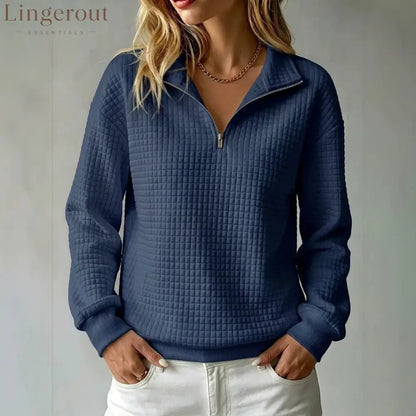 Quilted Half-Zip Pullover - Navy / XS