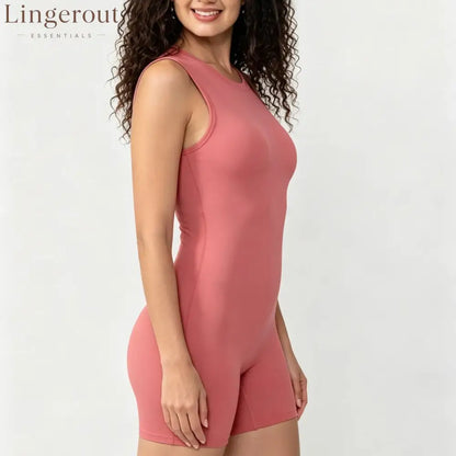 Racerback Hollow Out Back Yoga Short Jumpsuit