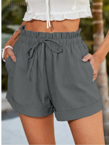 Relaxed Drawstring Shorts - Grey / S