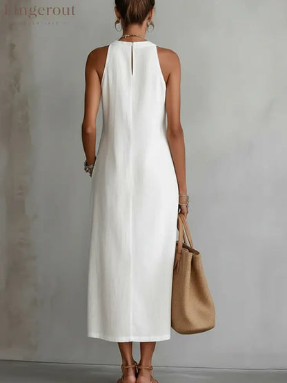 🌿 Retro Cozy Lace Minimalist Linen Dress