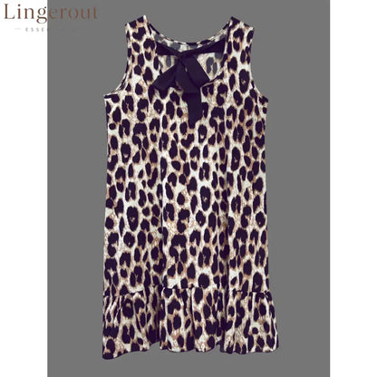 Ruffled Hem Leopard Sleeveless Dress