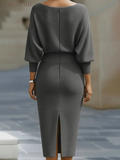 Sculpted Elegance Midi Dress