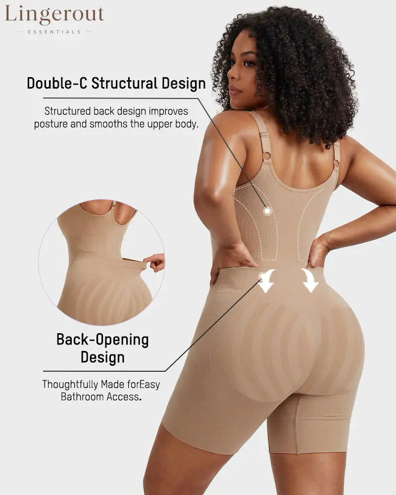 Seamless Tummy Control Shapewear Bodysuit | Butt Lifting High Compression Body Shaper Shorts