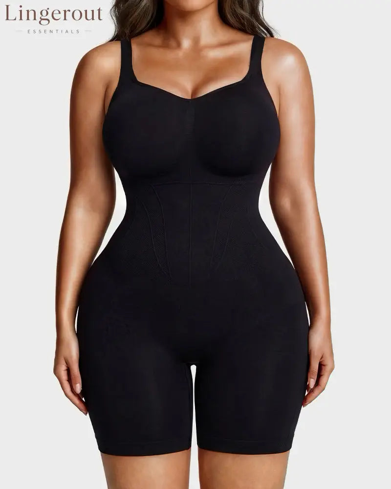 Seamless Tummy Control Shapewear Bodysuit | Butt Lifting High Compression Body Shaper Shorts - Black / S