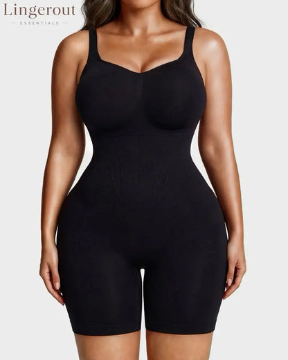 Seamless Tummy Control Shapewear Bodysuit | Butt Lifting High Compression Body Shaper Shorts - Black / S