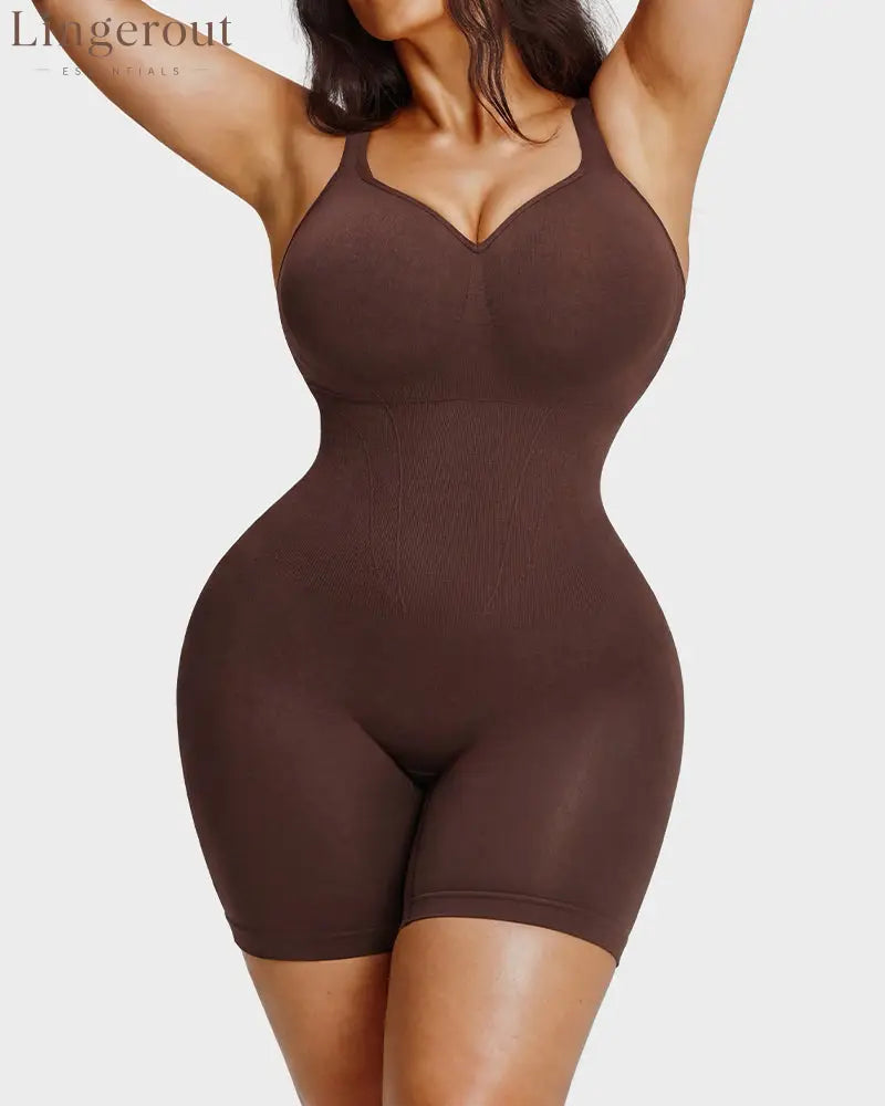 Seamless Tummy Control Shapewear Bodysuit | Butt Lifting High Compression Body Shaper Shorts - Coffee / S