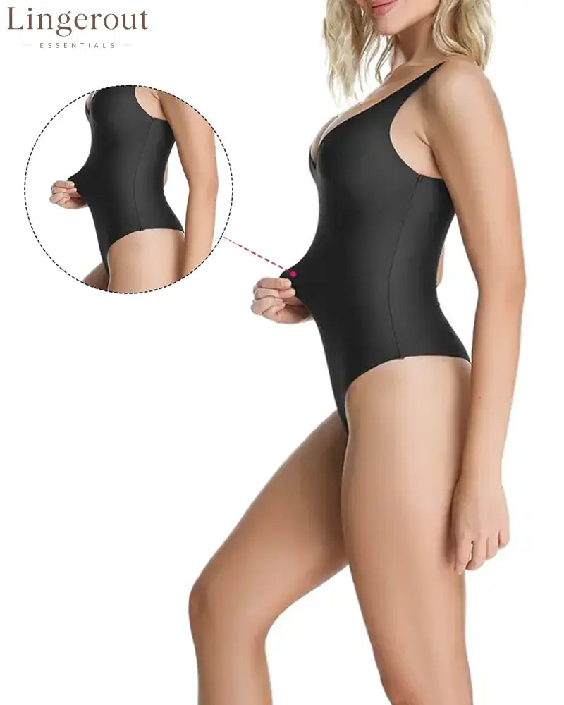 Seamless V-Neck Thong Shapewear Bodysuit