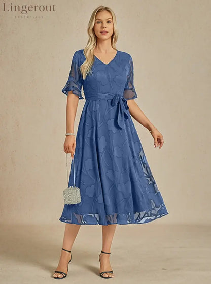 Sheer Sleeve V-Neck Floral Dress