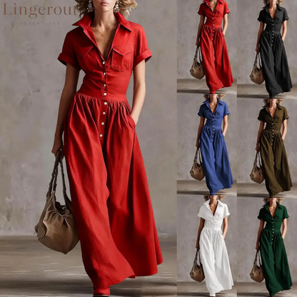 Shirt‑Style Maxi Shirt Dress