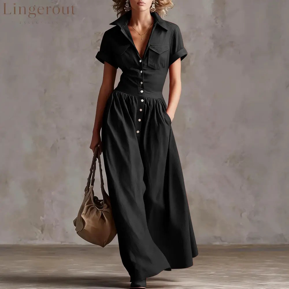 Shirt‑Style Maxi Shirt Dress