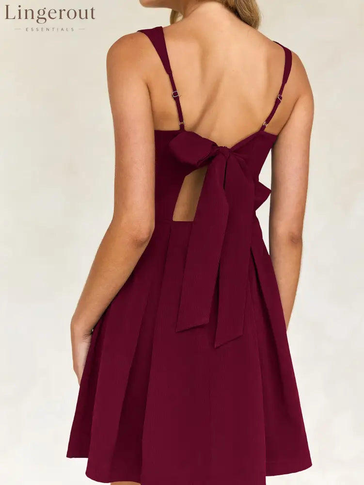 Short Sleeveless Party Dress with Back Bow
