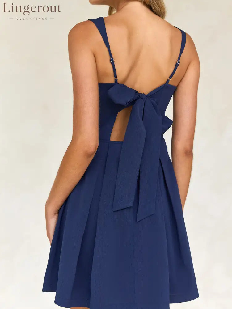 Short Sleeveless Party Dress with Back Bow