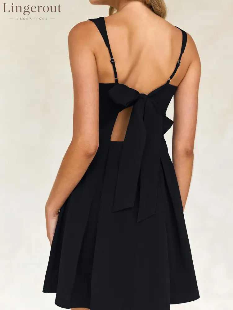 Short Sleeveless Party Dress with Back Bow