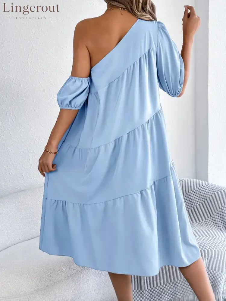 Single Shoulder Tiered Dress