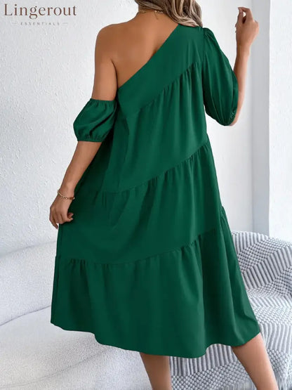 Single Shoulder Tiered Dress