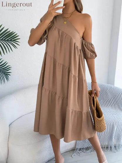 Single Shoulder Tiered Dress
